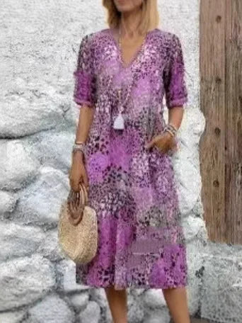 Vestido floral boho com bolsos — Bene Donna — imagem 09