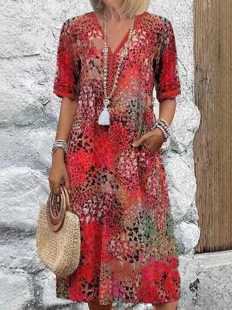 Vestido floral boho com bolsos — Bene Donna — imagem 10