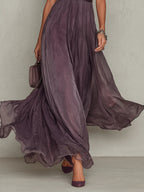 Vestido longo de chiffon com renda e decote vazado — Bene Donna — imagem 05