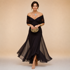 Vestido longo de festa com decote V transpassado — Bene Donna — imagem 03
