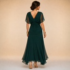 Vestido longo de festa com decote V transpassado — Bene Donna — imagem 07