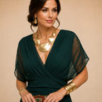 Vestido longo de festa com decote V transpassado — Bene Donna — imagem 08