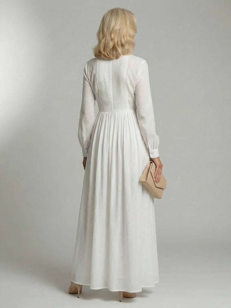 Vestido longo de mangas longas com botões no busto — Bene Donna — imagem 04