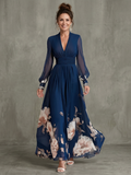 Vestido longo de saia plissada com mangas transparentes — Bene Donna — imagem 01