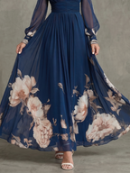 Vestido longo de saia plissada com mangas transparentes — Bene Donna — imagem 03