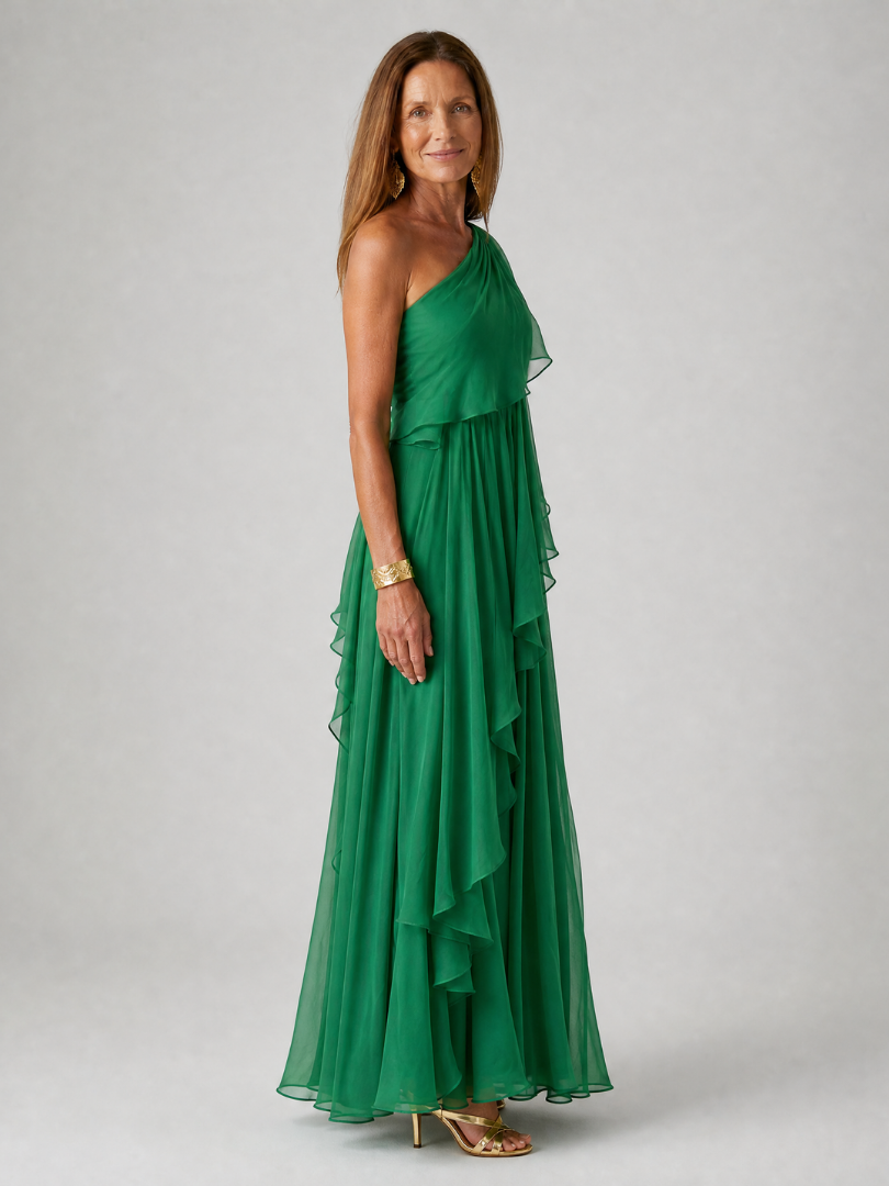 Vestido longo feminino com babados — Bene Donna — imagem 02