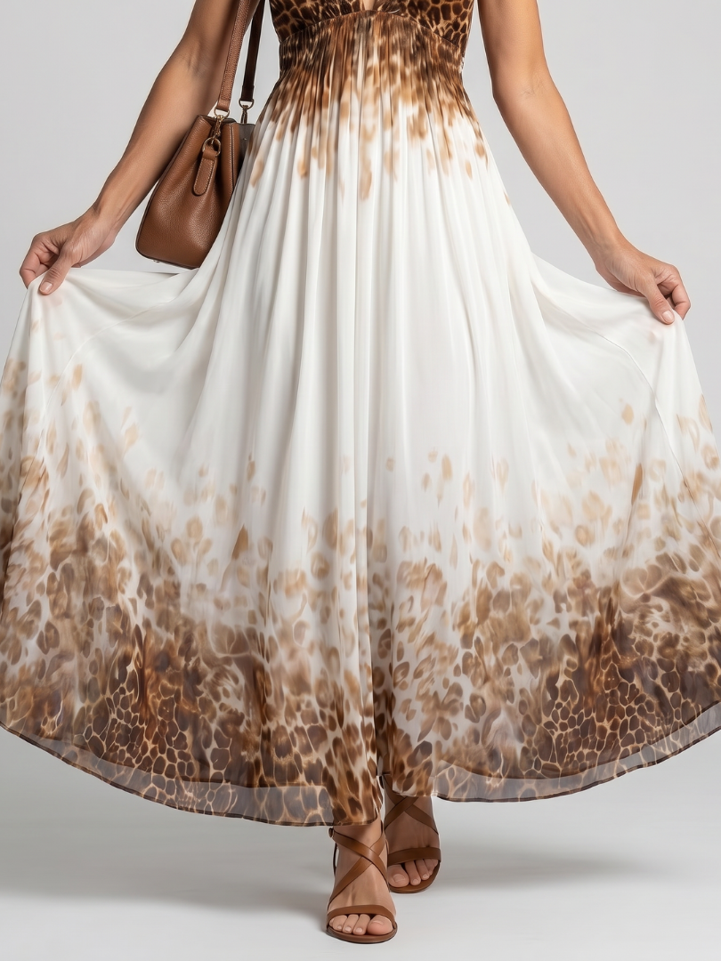 Vestido longo floral frente única com costas abertas — Bene Donna — imagem 03