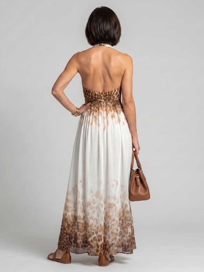 Vestido longo floral frente única com costas abertas — Bene Donna — imagem 04