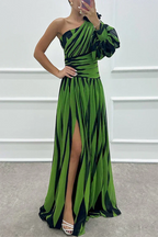 Vestido longo listrado de um ombro só — Bene Donna — imagem 07