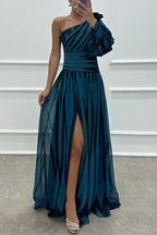 Vestido longo listrado de um ombro só — Bene Donna — imagem 09