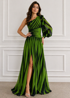 Vestido longo listrado de um ombro só — Bene Donna — imagem 10