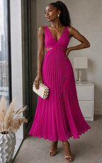 Vestido longo plissado com recorte na cintura — Bene Donna — imagem 06