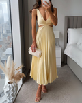 Vestido longo plissado com recorte na cintura — Bene Donna — imagem 09
