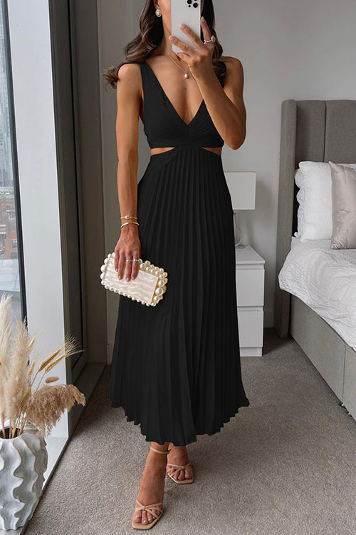 Vestido longo plissado com recorte na cintura — Bene Donna — imagem 11