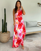 Vestido longo plissado de um ombro só com barra assimétrica — Bene Donna — imagem 10