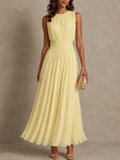 Vestido longo plissado sem mangas com faixa franzida — Bene Donna — imagem 01