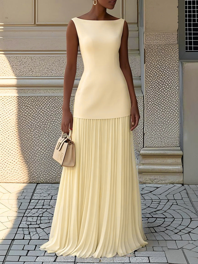 Vestido longo sem mangas com saia plissada — Bene Donna — imagem 05