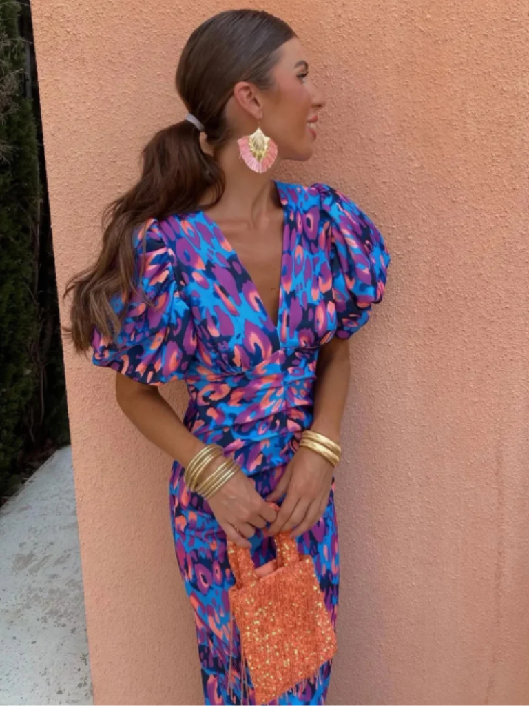 Vestido midi com pregas e cintura marcada — Bene Donna — imagem 06