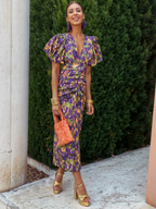 Vestido midi com pregas e cintura marcada — Bene Donna — imagem 08