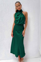 Vestido midi de gola alta com drapeado suave — Bene Donna — imagem 13