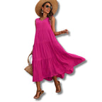 Vestido midi de rayon com decote V e camadas — Bene Donna — imagem 07