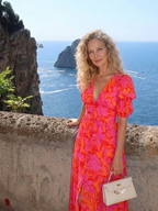 Vestido midi floral com mangas bufantes e decote V — Bene Donna — imagem 07