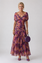 Vestido midi ombro a ombro com saia evasê — Bene Donna — imagem 02