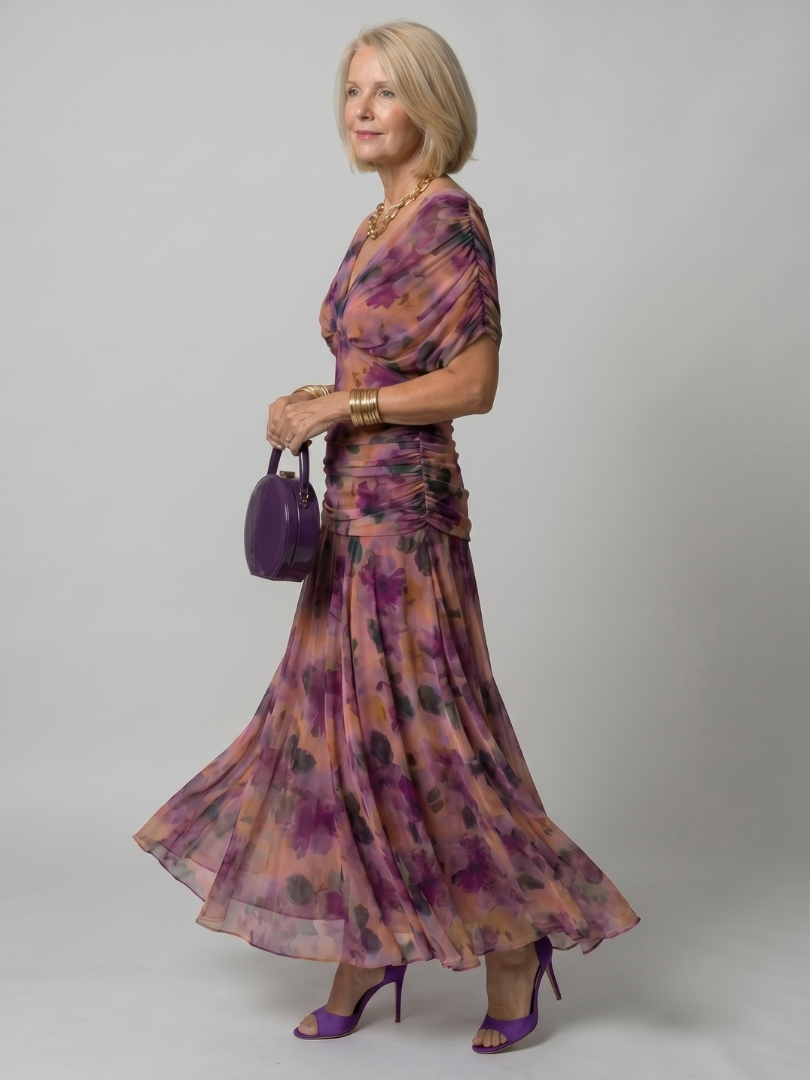 Vestido midi ombro a ombro com saia evasê — Bene Donna — imagem 08