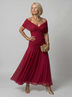 Vestido midi ombro a ombro com saia evasê — Bene Donna — imagem 09