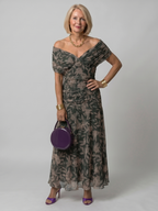 Vestido midi ombro a ombro com saia evasê — Bene Donna — imagem 13