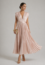 Vestido midi plissado de festa — Bene Donna — imagem 02