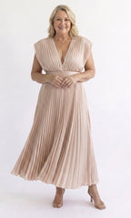 Vestido midi plissado de festa — Bene Donna — imagem 03