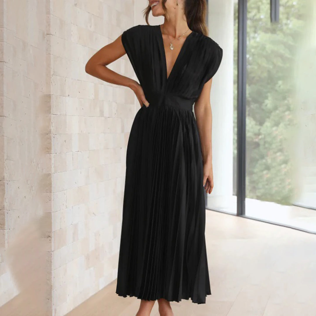 Vestido midi plissado de festa — Bene Donna — imagem 09
