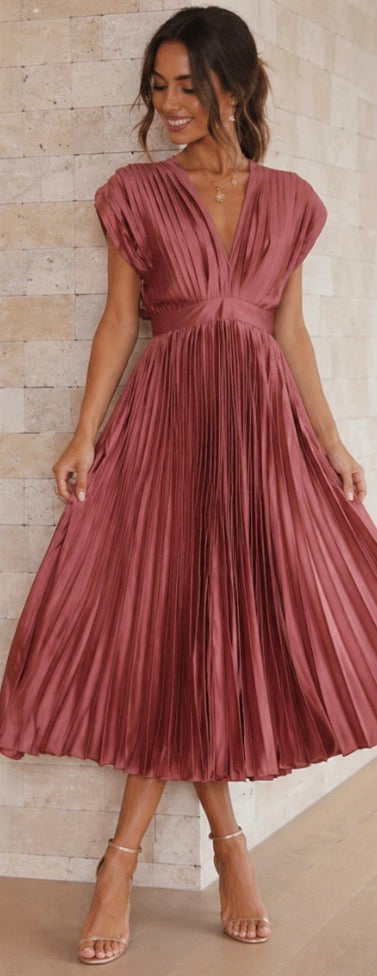 Vestido midi plissado de festa — Bene Donna — imagem 14