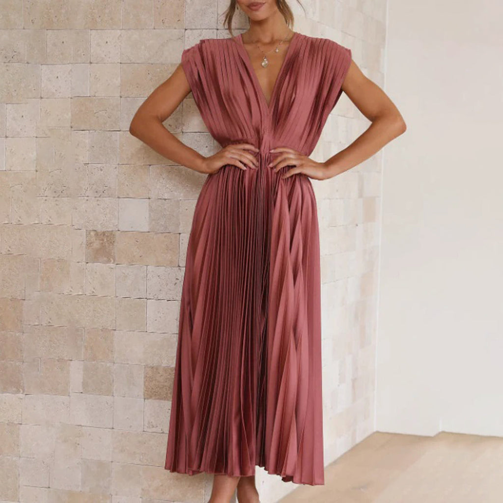 Vestido midi plissado de festa — Bene Donna — imagem 16