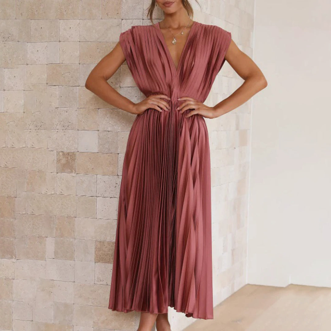 Vestido midi plissado de festa — Bene Donna — imagem 16