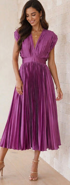Vestido midi plissado de festa — Bene Donna — imagem 25