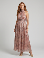 Vestido midi texturizado sem mangas com saia plissada — Bene Donna — imagem 01
